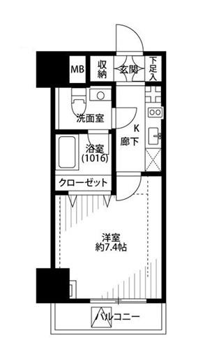 プレール・ドゥーク木場駅前(1K/12階)の間取り写真