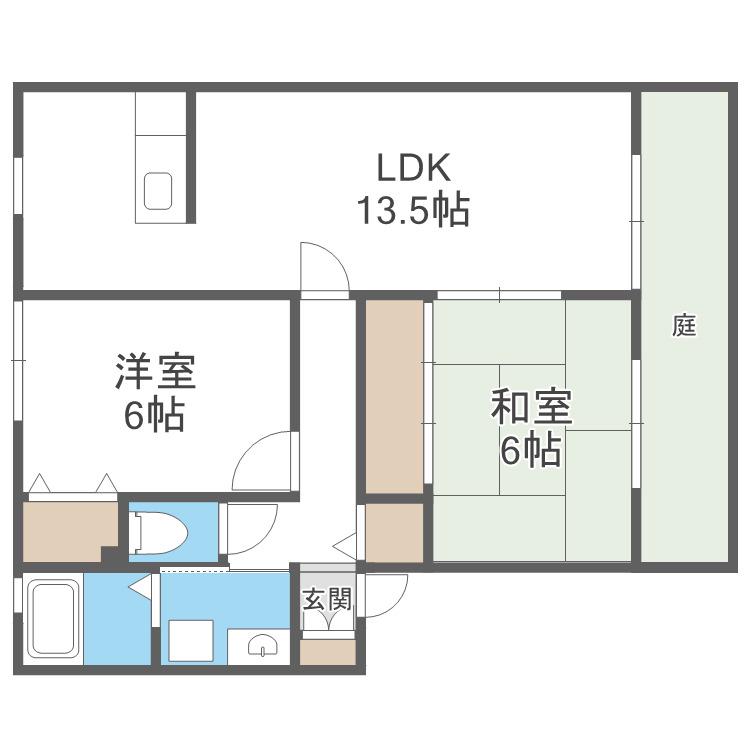 ウェルフェアビレッジ(2LDK/1階)の間取り写真