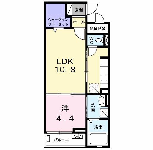 ワイツー・アパートメント(1LDK/2階)の間取り写真