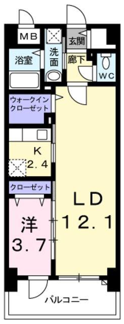 グリンデルヴァルト(1SLDK/3階)の間取り写真