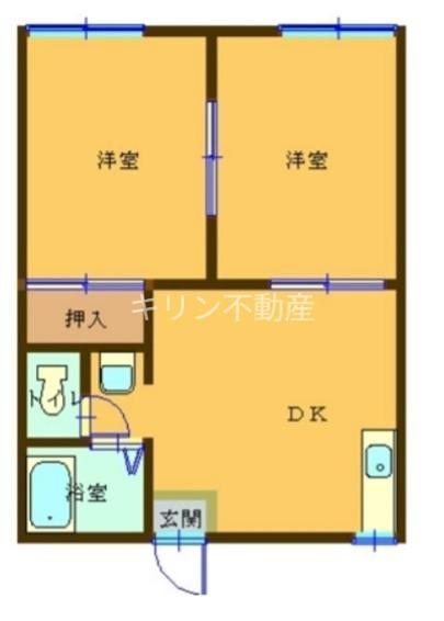 サニータウンB(2DK/2階)の間取り写真