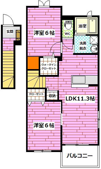 カームリー K(2LDK/2階)の間取り写真