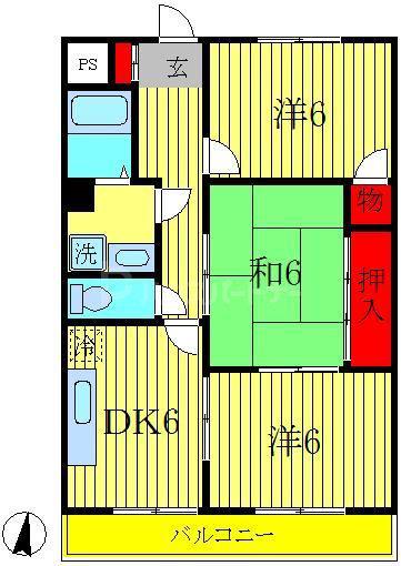 マンション豊四季(3DK/2階)の間取り写真