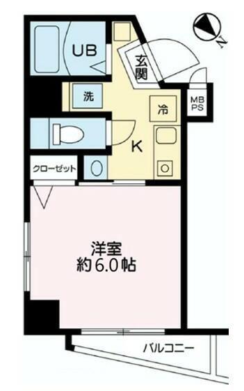 ビラフォレスト武蔵新田(1K/6階)の間取り写真