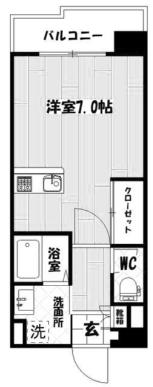 ノースステイツ西小倉(1K/7階)の間取り写真