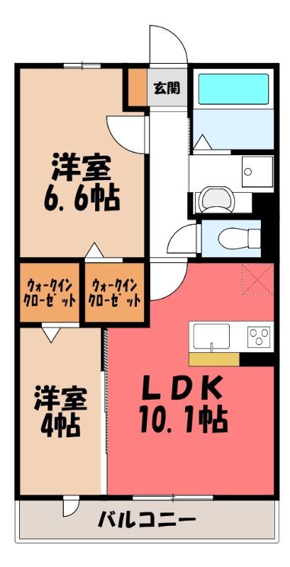 ペイサージュ(2LDK/2階)の間取り写真
