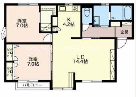 ベルメゾン若里N棟(3LDK/2階)の間取り写真