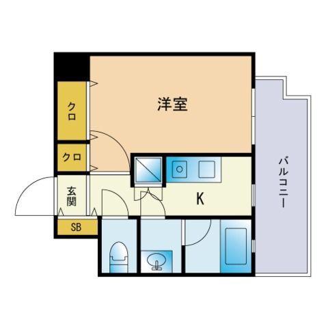 エンクレスト天神Ⅳ(1K/2階)の間取り写真