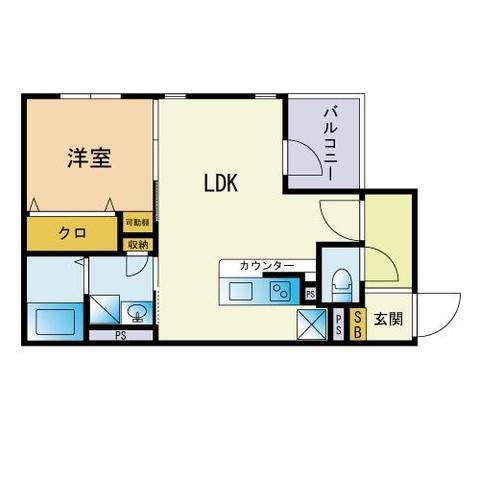レジデンシャル ジェム 白金(1LDK/4階)の間取り写真