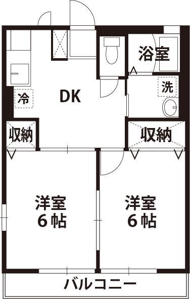 グランドソレーユ(2DK/1階)の間取り写真
