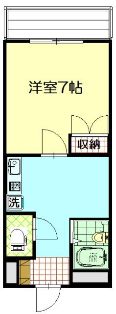 ヴィラ長峰(1K/3階)の間取り写真