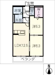 GRANDRESIDENCE鏡島(2LDK/1階)の間取り写真
