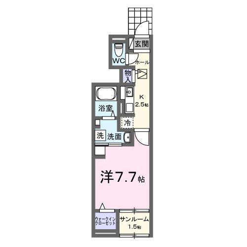 ＪＲ日豊本線 大分駅 バス乗車時間：8分 最寄りバス停で下車 徒歩3分 2階建 新築(1K/1階)の間取り写真