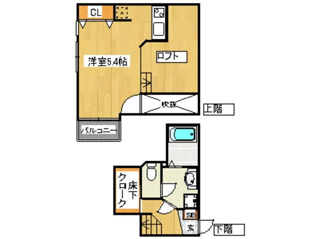 CB平尾パティオ(1K/1階)の間取り写真