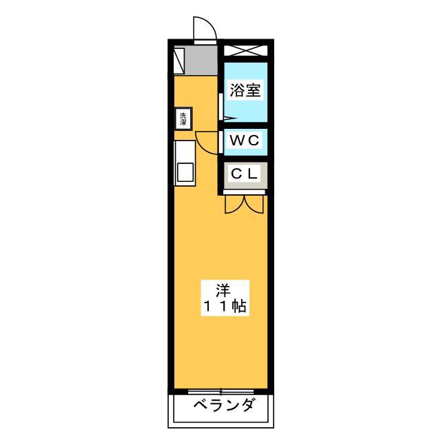 サンハイツ小林II(ワンルーム/2階)の間取り写真