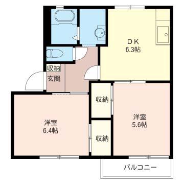 SHM フレグランス金子 B(2DK/2階)の間取り写真