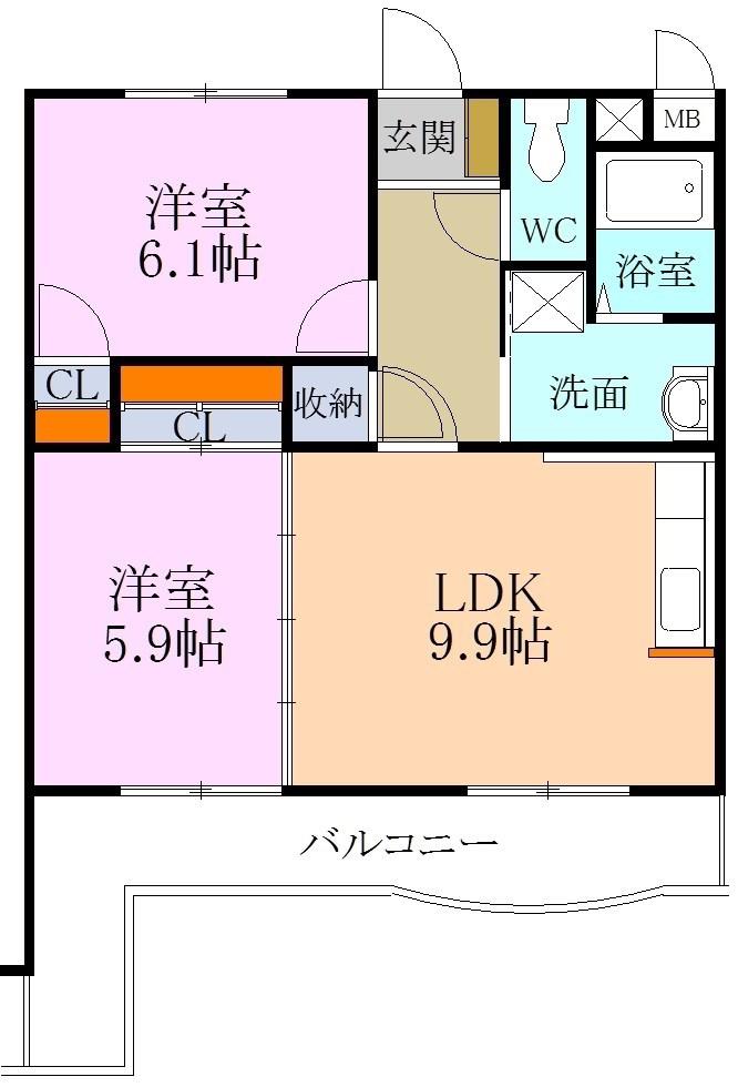 マンションマスカット(2LDK/3階)の間取り写真