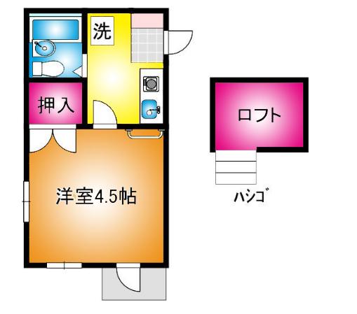 ルシエール三郷(1K/2階)の間取り写真