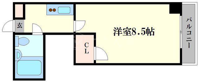 シティーアーク上町台(1K/8階)の間取り写真