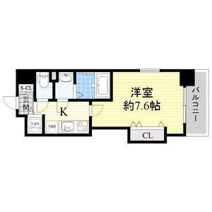 LUXE玉造2(1K/10階)の間取り写真