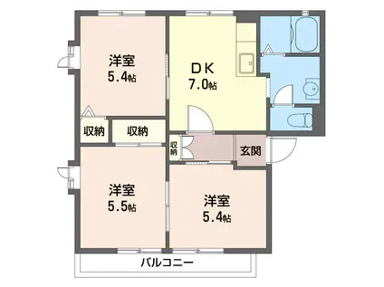 ミドリパークハイツ(3DK/2階)の間取り写真