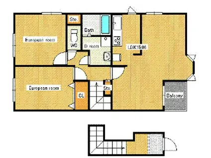 アルドーレ ウーノ(2LDK/2階)の間取り写真