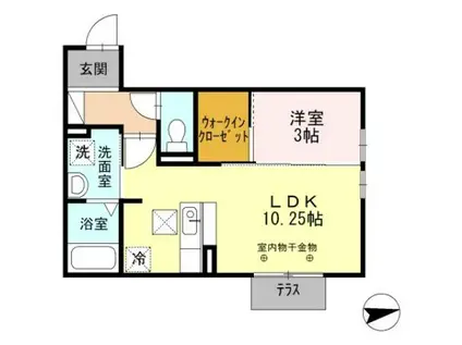 ランプロスII(1LDK/2階)の間取り写真