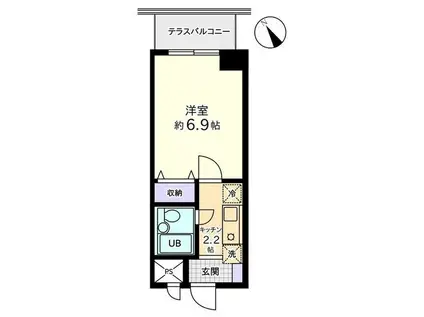 信開ドムス松川(1K/6階)の間取り写真