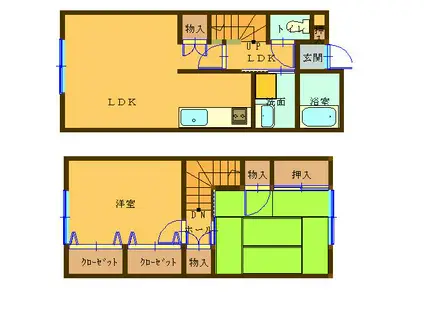 サンヴィレッジ今江(2LDK/1階)の間取り写真