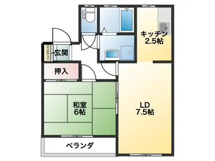 ベルジュ(1LDK/2階)の間取り写真