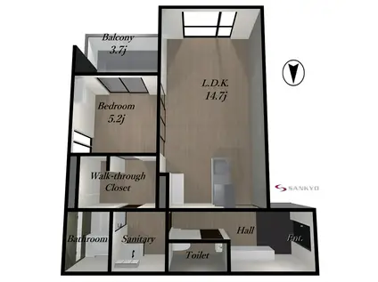 SO-HOUSE MAMIGASAKI(1LDK/1階)の間取り写真