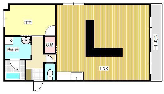 サンコーポ国分(1LDK/3階)の間取り写真