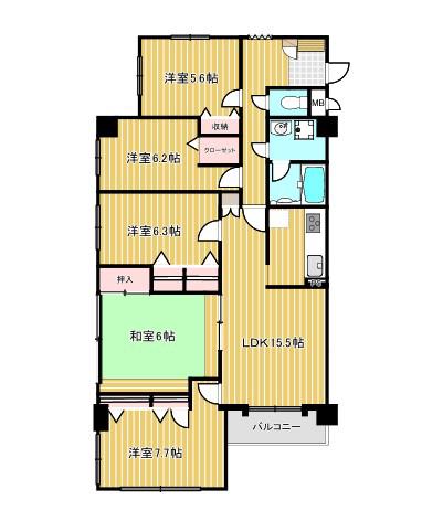 オリエントハイツ和白(5LDK/5階)の間取り写真