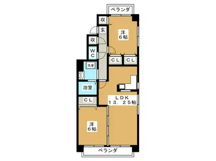 ラシィーヌ相田(2LDK/2階)の間取り写真
