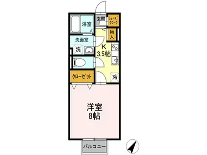 DL メゾンドマロン(1K/1階)の間取り写真