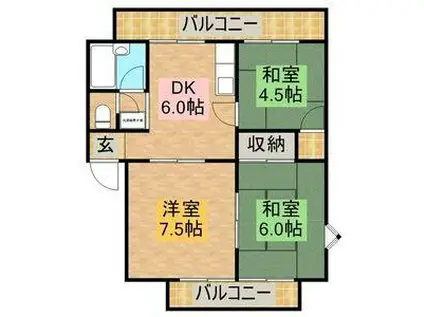 ベルゾーネ岸和田(3DK/2階)の間取り写真