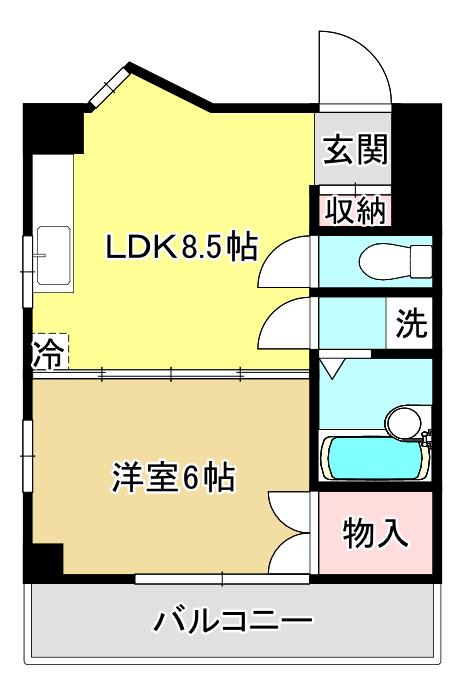 トパ-ズビル(1LDK/3階)の間取り写真