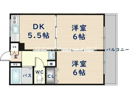 トリプルステーション菱屋西(2DK/1階)の間取り写真