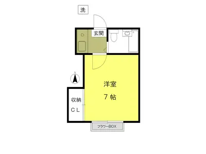 グレースハイム高松II(1K/1階)の間取り写真