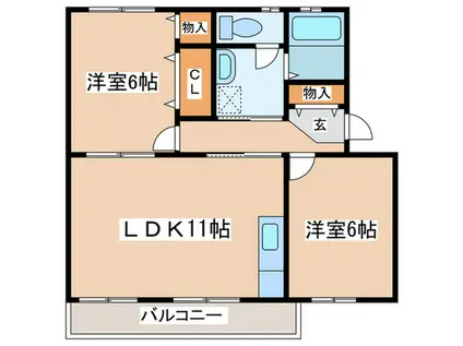 町田コープタウン11号棟(2LDK/4階)の間取り写真