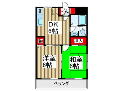 ホワイトハイムみずほ台(2DK/2階)の間取り写真