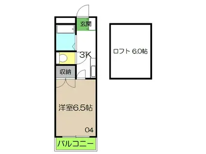 ピュア高須II(1K/4階)の間取り写真