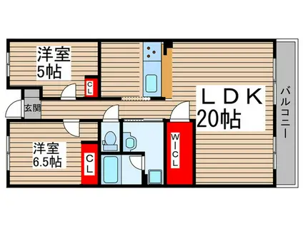 東京メトロ東西線 妙典駅 徒歩7分 4階建 築24年(2LDK/1階)の間取り写真