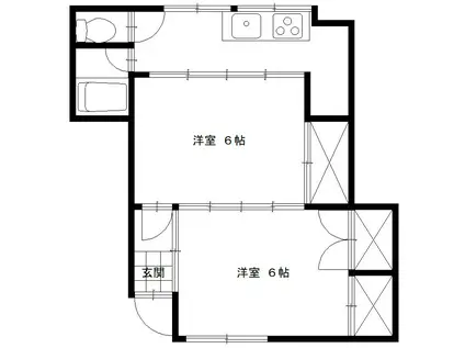 倉前109ビル(2DK/2階)の間取り写真