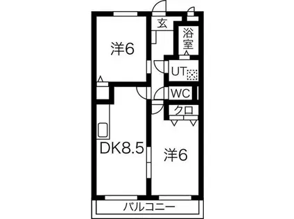 クレセントコート大澤(2LDK/2階)の間取り写真