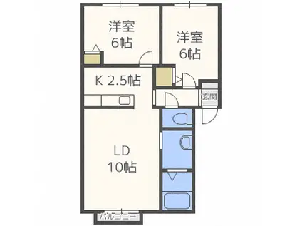 シャーメゾン澄川II(2LDK/2階)の間取り写真