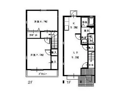 ポポラーレ(2LDK/1階)の間取り写真