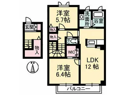 グランドール津高弐番館(2LDK/2階)の間取り写真