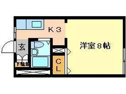 コーポぱいん(1K/1階)の間取り写真
