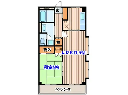 広瀬ハウス(1LDK/3階)の間取り写真